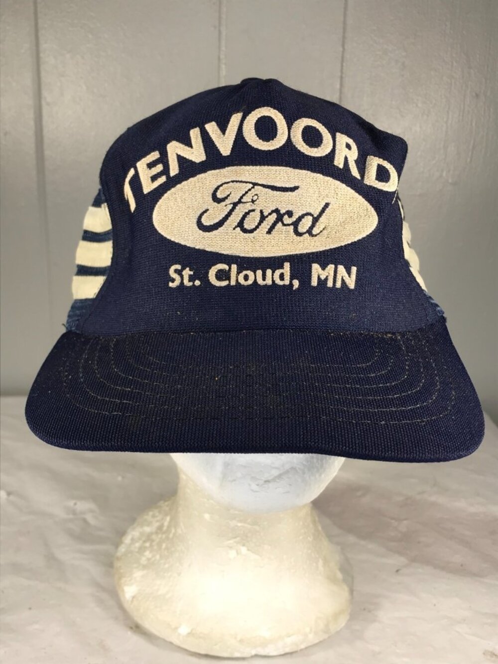 Vintage Ford Trucks Dealership Mesh Trucker Hat 3 Stripe Snapback USA Farm Cap